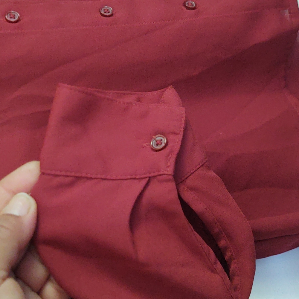 Apt.9 Burnt Orange Red Button Up Long Sleeve Dres… - image 5